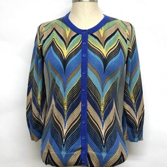 ANTHROPOLOGIE Seared Chevrons SWEATER Cardigan S - Picture 5 of 8
